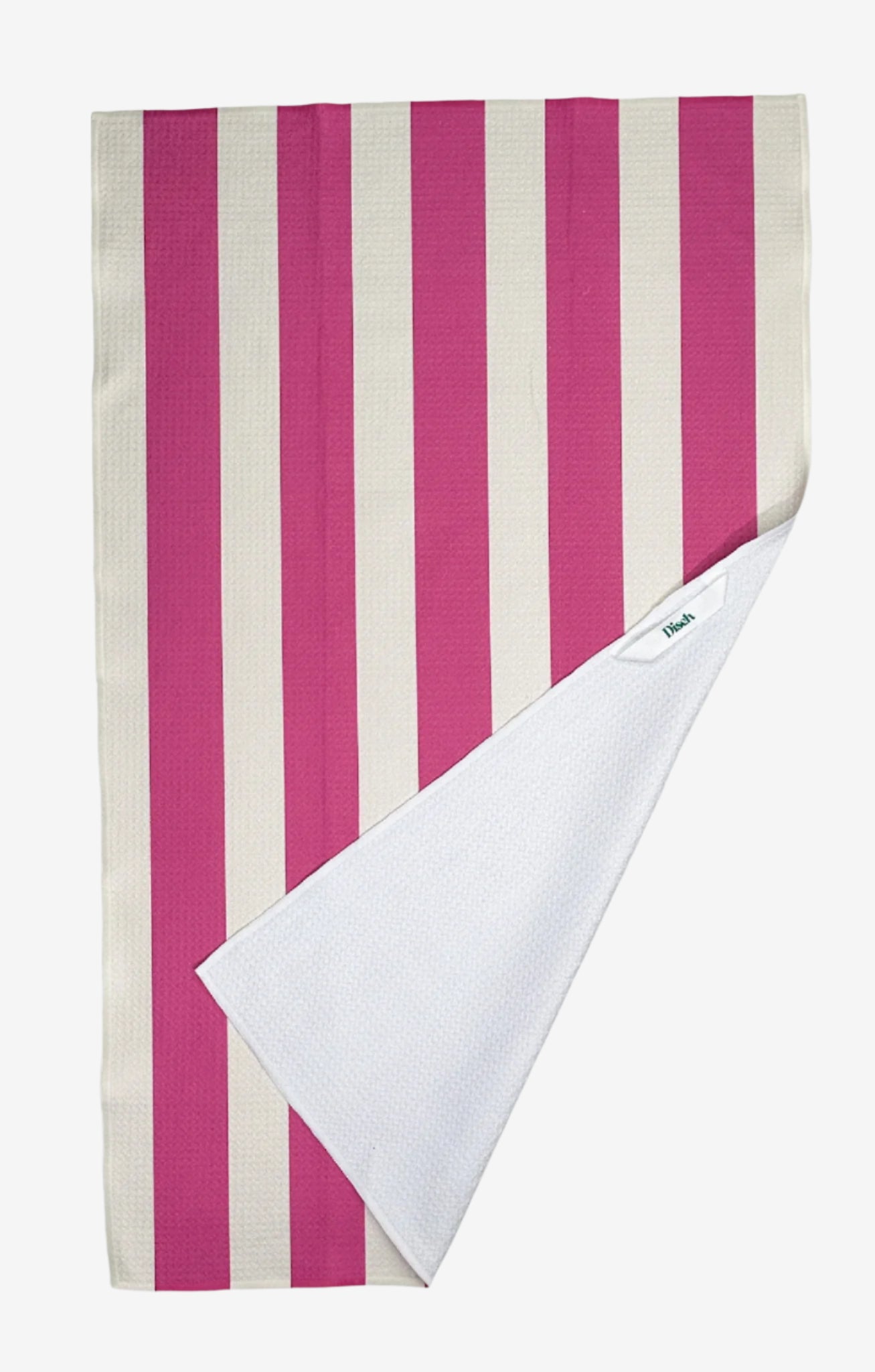The Lounger Dish Towel in Hot Pink – eco-friendly, quick-dry kitchen tea towel in Pink and white stripes
