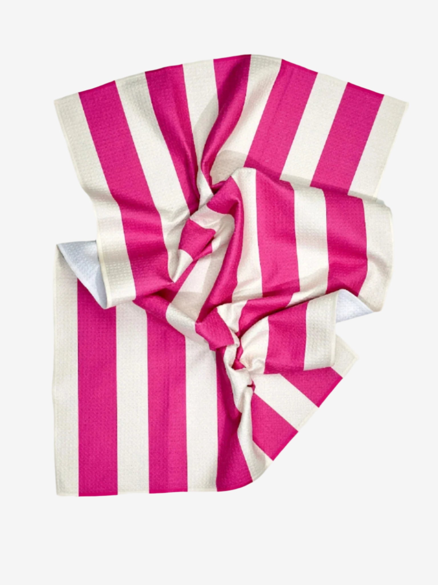 The Lounger Dish Towel in Hot Pink – eco-friendly, quick-dry kitchen tea towel in Pink and white stripes