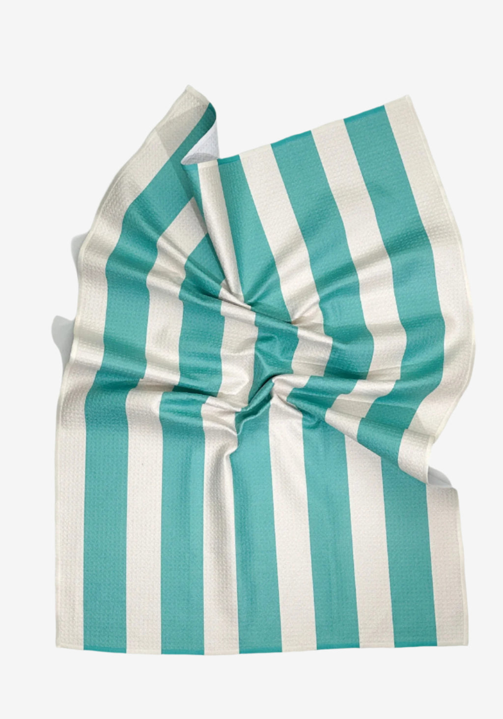 The Lounger Dish Towel in Teal – eco-friendly, quick-dry kitchen tea towel in Teal and white stripes