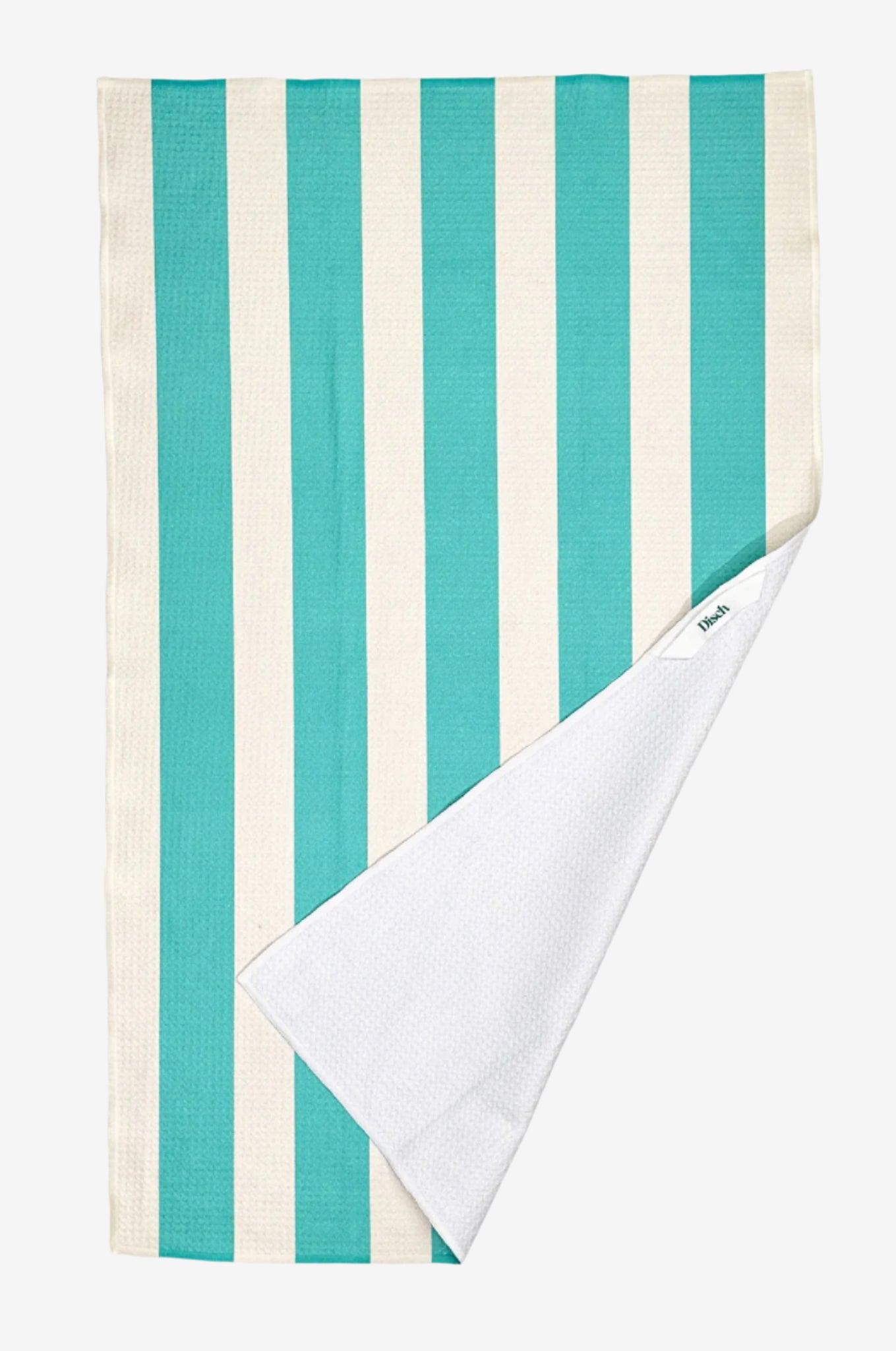 The Lounger Dish Towel in Teal – eco-friendly, quick-dry kitchen tea towel in Teal and white stripes