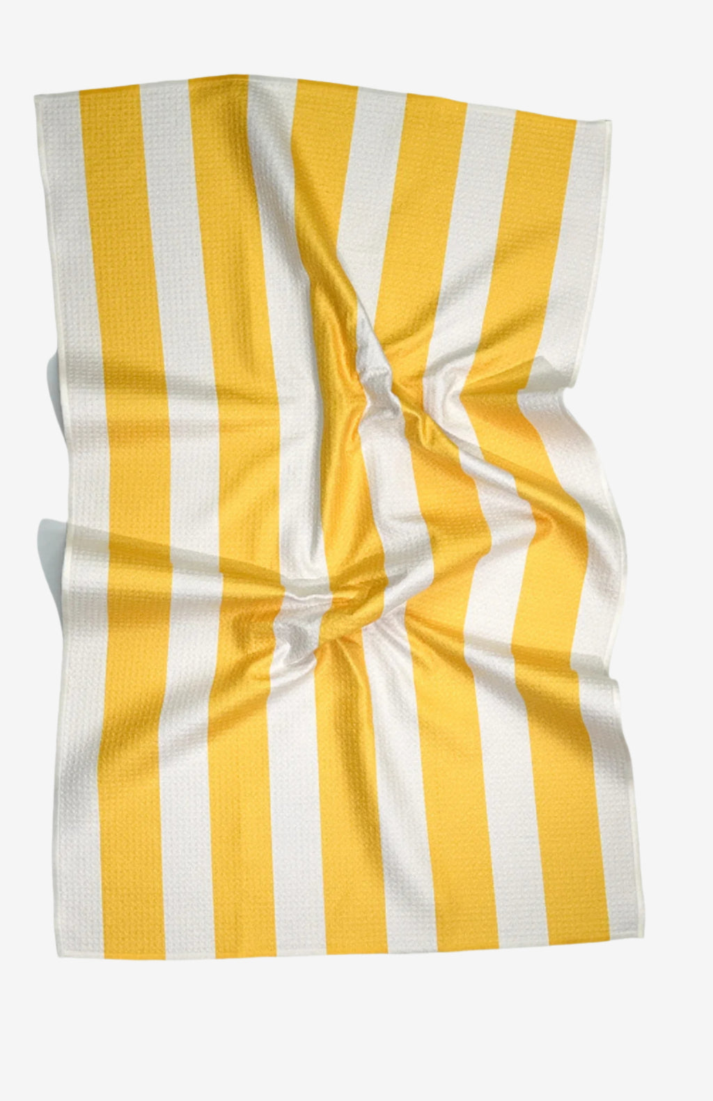 The Lounger Dish Towel in Teal – eco-friendly, quick-dry kitchen tea towel in bright yellow and white stripes
