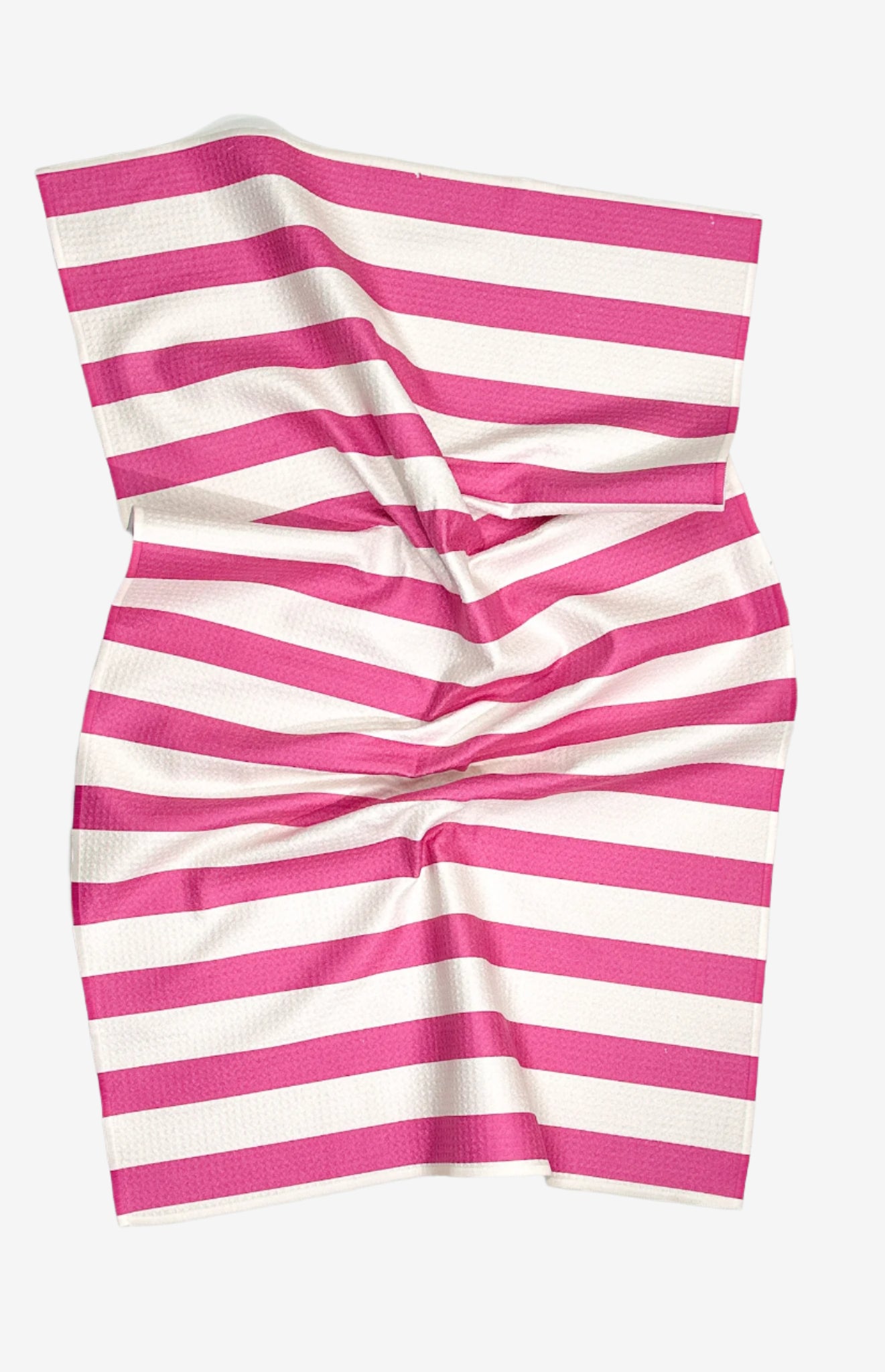 The Splash Dish Towel in Hot Pink – eco-friendly, quick-dry kitchen tea towel in Pink and white stripes