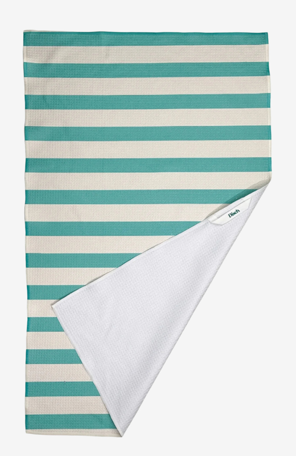 The Splash Dish Towel in Teal – eco-friendly, quick-dry kitchen tea towel in Teal and white stripes
