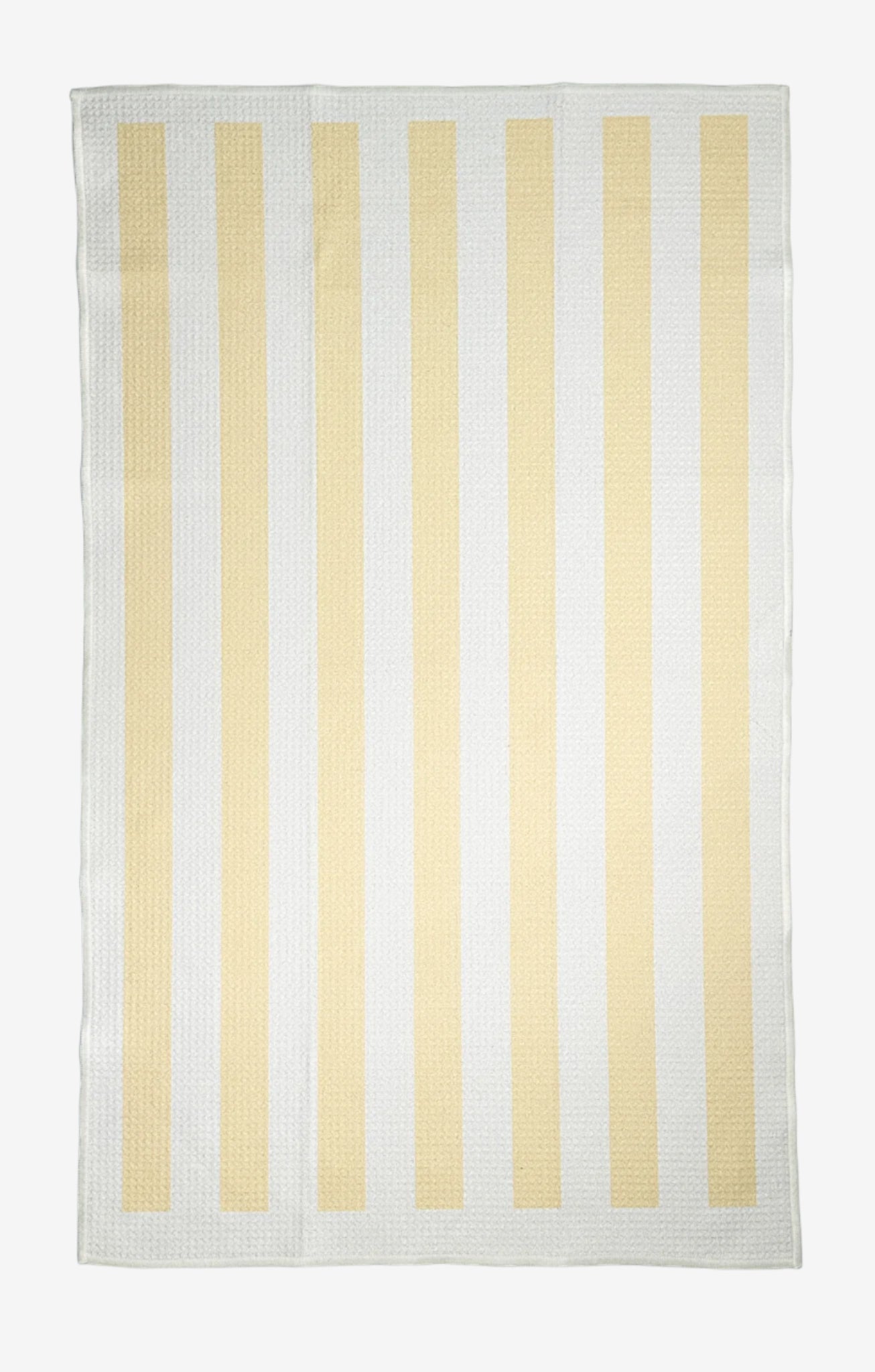 The Sugar Stripe Dish Towel in lemon green – eco-friendly, quick-dry kitchen tea towel in yellow and white
