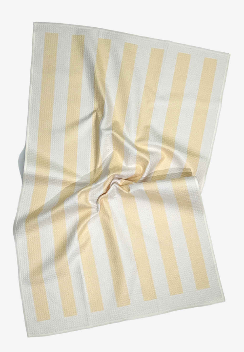 The Sugar Stripe Dish Towel in lemon green – eco-friendly, quick-dry kitchen tea towel in yellow and white