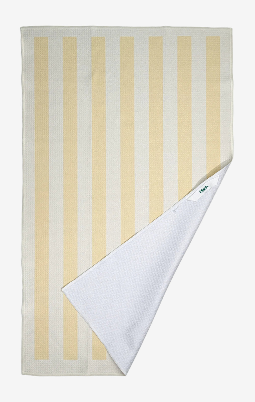 The Sugar Stripe Dish Towel in lemon green – eco-friendly, quick-dry kitchen tea towel in yellow and white
