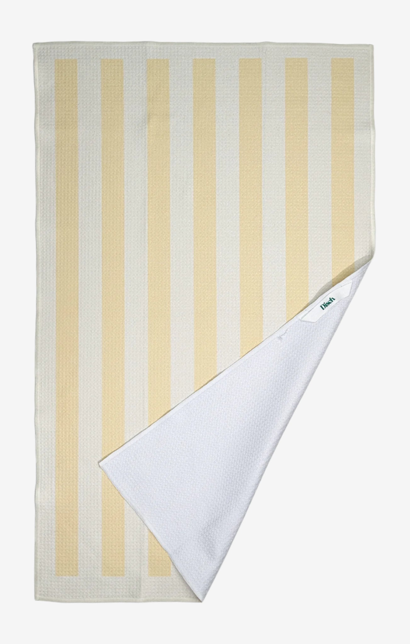 The Sugar Stripe Dish Towel in lemon green – eco-friendly, quick-dry kitchen tea towel in yellow and white