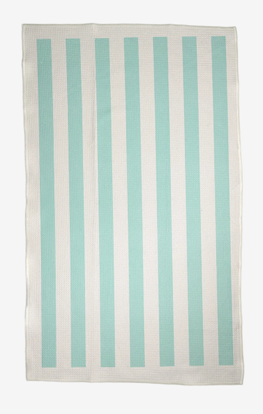The Sugar Stripe Dish Towel in Mint green – eco-friendly, quick-dry kitchen tea towel in green and white