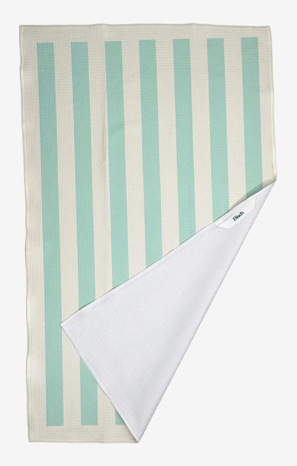 The Sugar Stripe Dish Towel in Mint green – eco-friendly, quick-dry kitchen tea towel in green and white