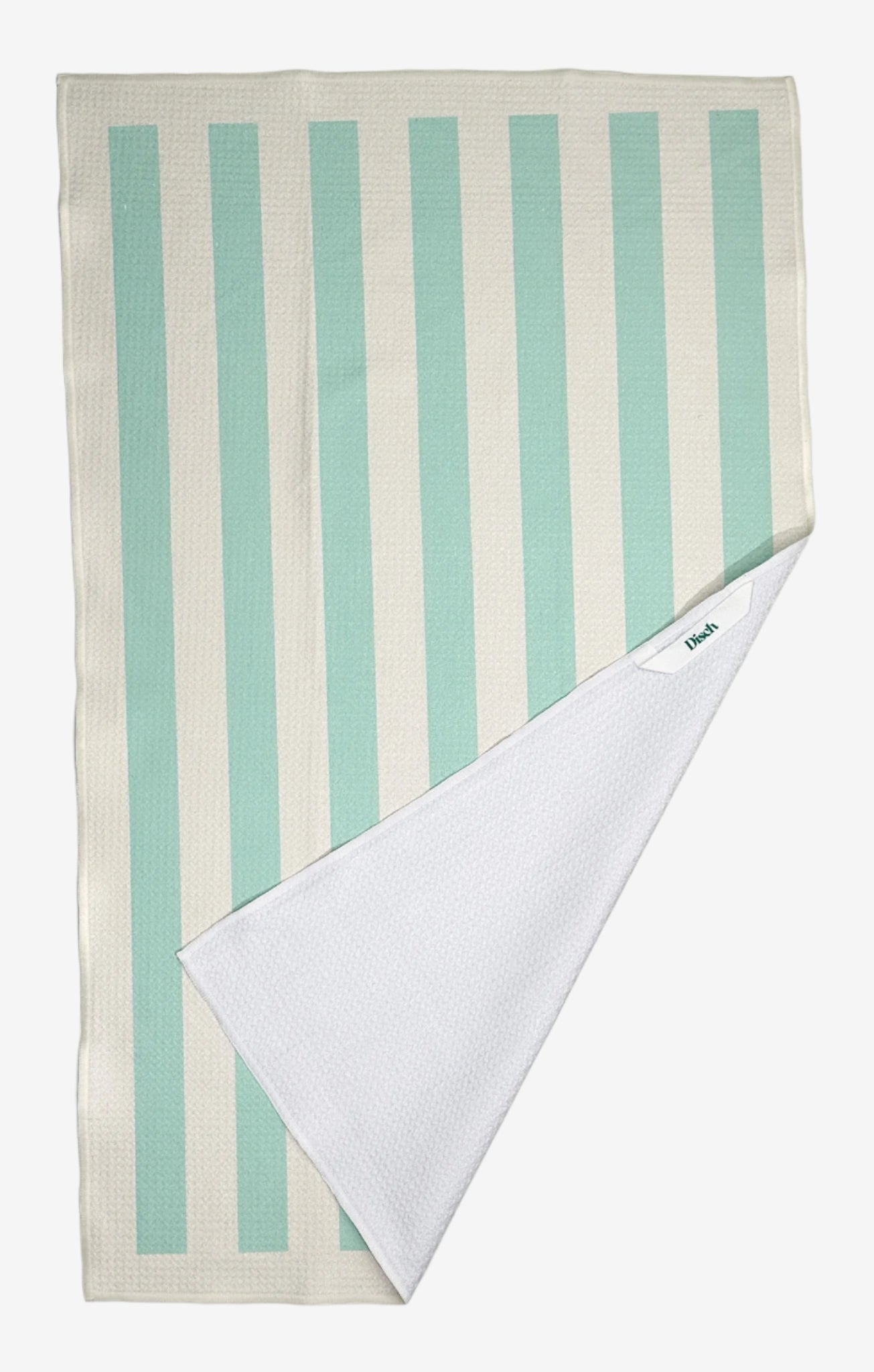 The Sugar Stripe Dish Towel in Mint green – eco-friendly, quick-dry kitchen tea towel in green and white