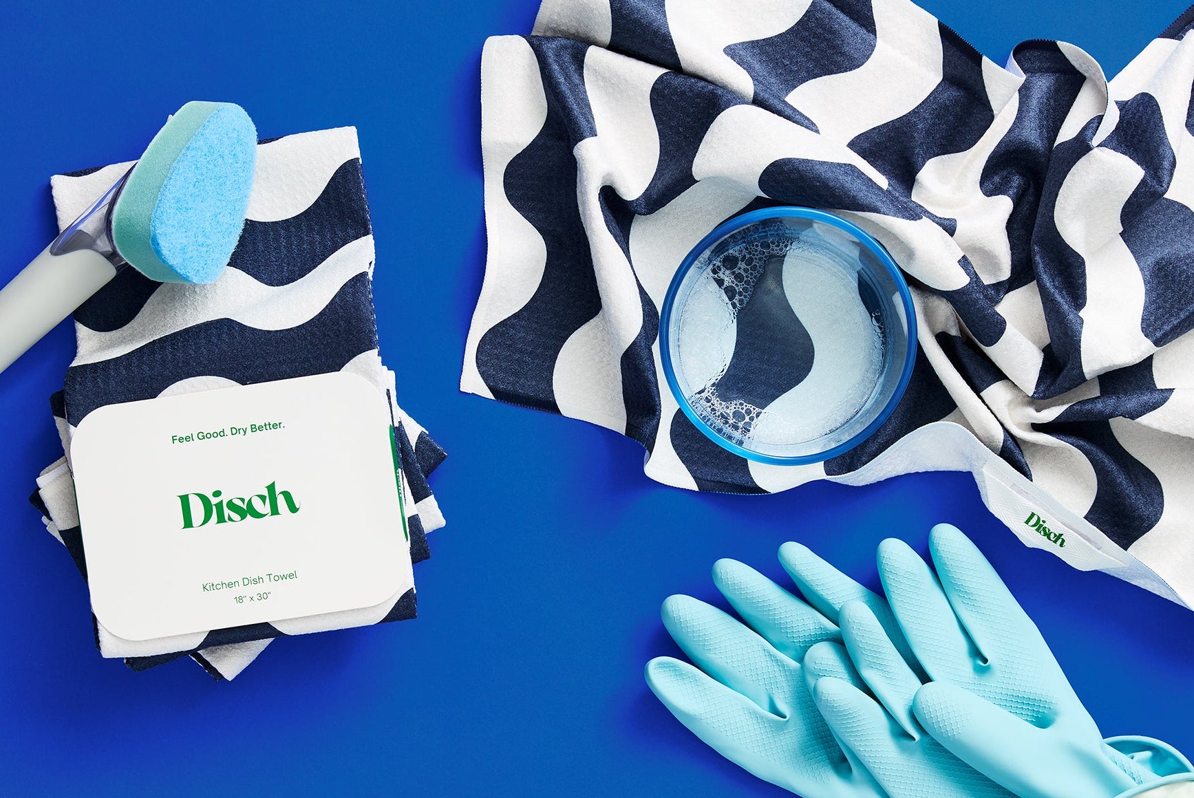 Blue and white striped super absorbent kitchen tea towels