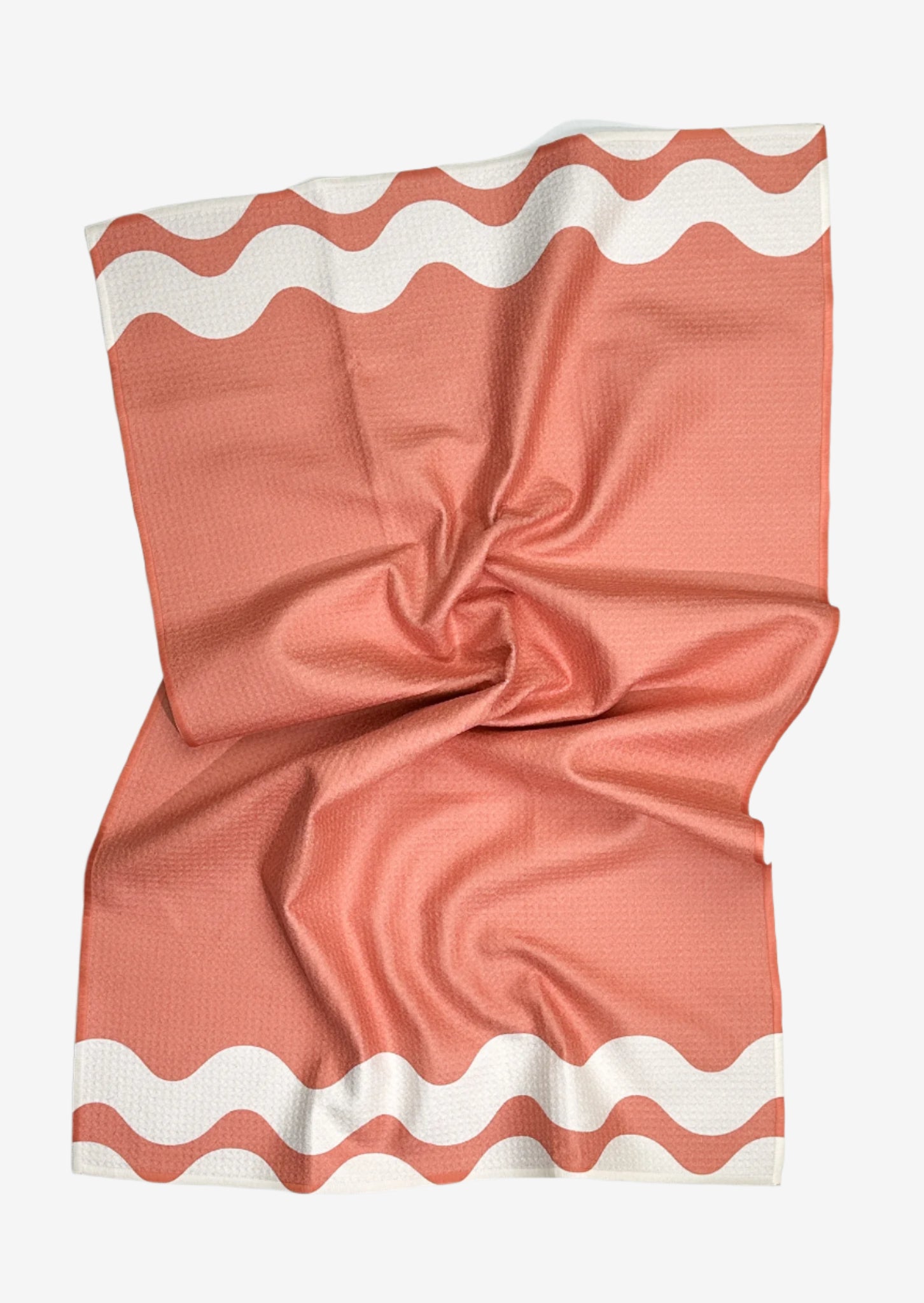 The Shoreline Dish Towel in Coral – recycled, soft textured design