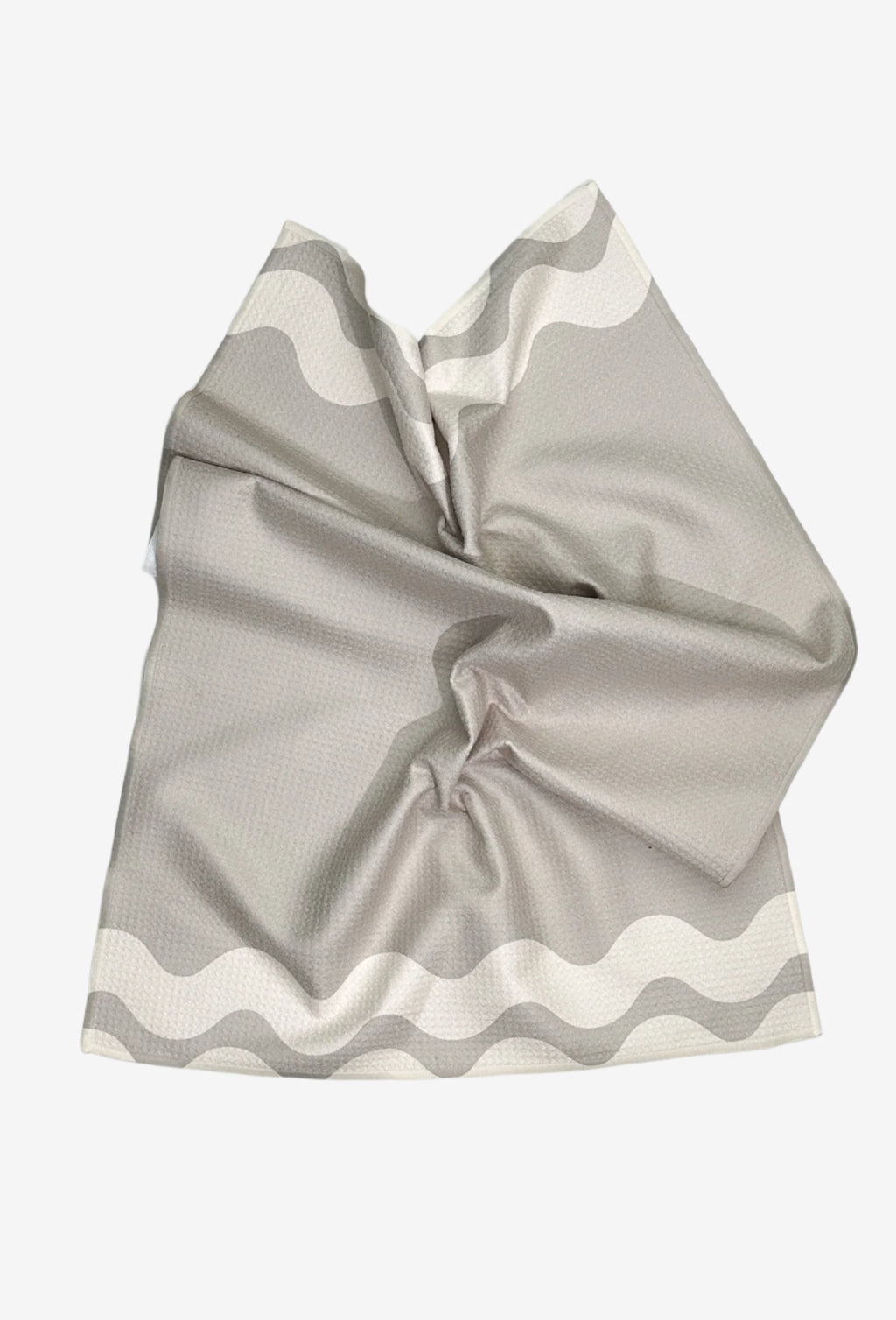 The shoreline Dish Towel in grey – neutral-toned sustainable tea towel made from recycled plastic