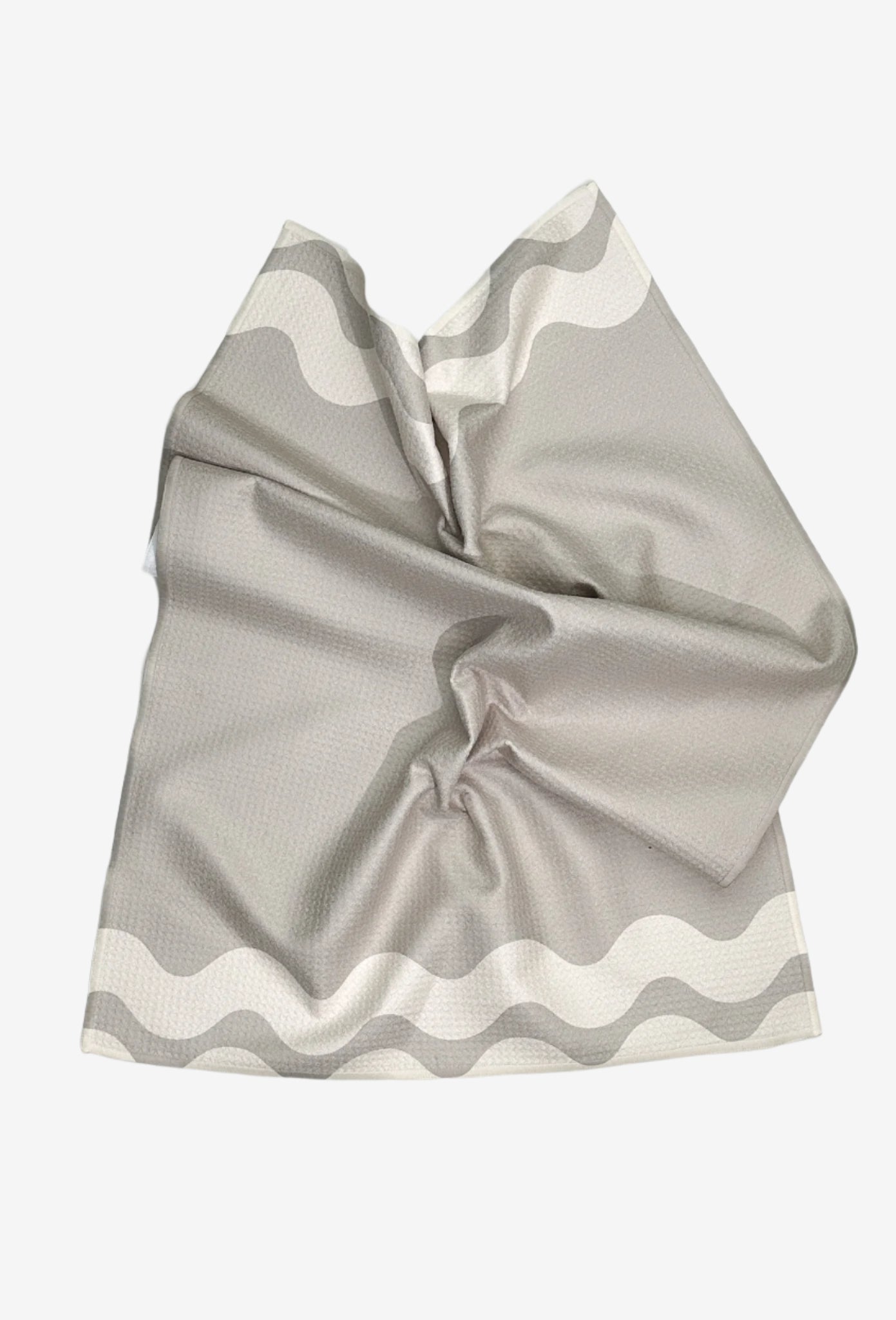 The shoreline Dish Towel in grey – neutral-toned sustainable tea towel made from recycled plastic